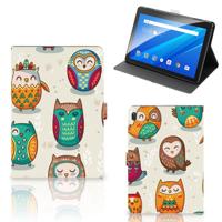Lenovo Tab E10 Flip Case Vrolijke Uilen - thumbnail