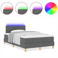 Boxspring Bed met Matras & LED Donkergrijs 120x190 cm Stof - thumbnail