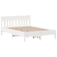 Bedframe zonder matras massief grenenhout wit 160x200 cm - thumbnail