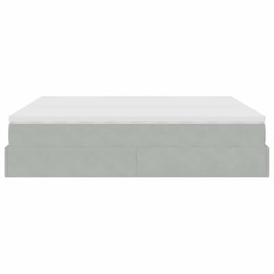 Ottoman bed met matrassen 180x200cm fluweel lichtgrijs