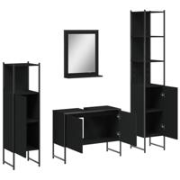 4-delige Badkamermeubelset bewerkt hout zwart - thumbnail