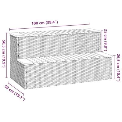 VidaXL Hottub-opstap 100x50x50,5 cm poly rattan&massief acaciahout - thumbnail