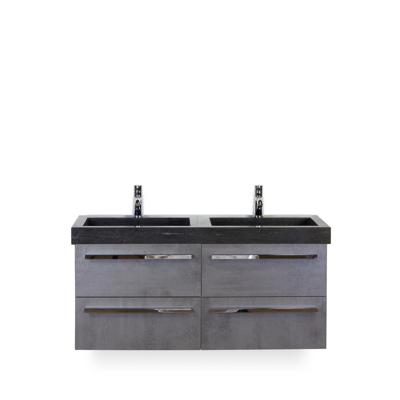 Seville Badmeubelset 120 cm - 4 laden Beton Antraciet - Wastafel Hardsteen Wit Lucca