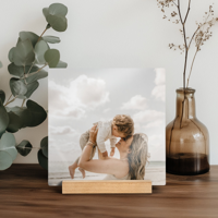 Houten fototegel met houder bedrukken - Vierkant - thumbnail
