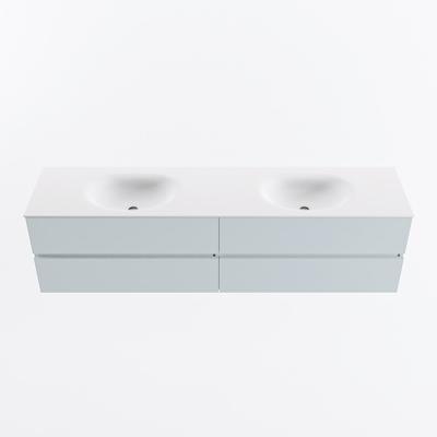 MONDIAZ VICA 190cm badmeubel onderkast Clay 4 lades. Wastafel MOON dubbel 2 kraangaten, kleur Talc.