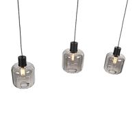 QAZQA Design hanglamp zwart met smoke glas 3-lichts 161,5 cm - Qara - thumbnail