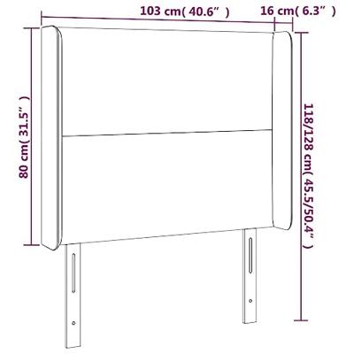 Hoofdbord LED 103x16x118/128 cm stof donkergrijs