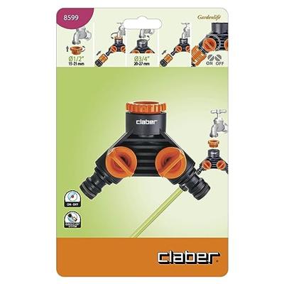 Claber Verdeelstuk 2-weg 8599 - Weerbestendige Tuinirrigatie Waterverdeler met Klikaansluiting - thumbnail