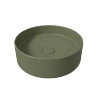 Opbouw Waskom Salenzi Hide Circle 40x12 cm Mat Legergroen (inclusief bijpassende afvoerplug) - thumbnail