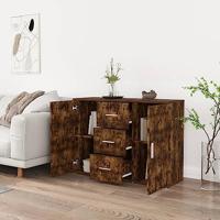 Dressoir 91x29,5x65 cm bewerkt hout gerookt eikenkleurig - thumbnail