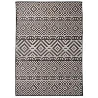 VidaXL Buitenkleed met patroon platgeweven 120x170 cm zwart - thumbnail