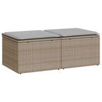 2-delige Loungeset met kussens poly rattan acacia beige - thumbnail