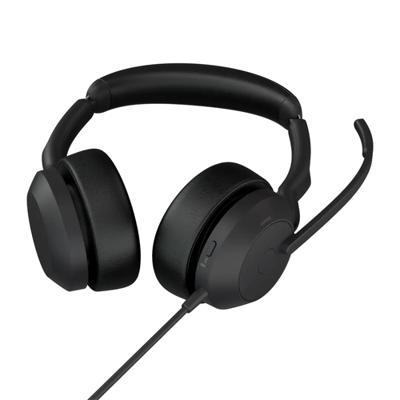 Jabra Evolve2 50 On Ear headset Kabel, Bluetooth Stereo Zwart Ruisonderdrukking (microfoon), Noise Cancelling Headset, Microfoon uitschakelbaar (mute),