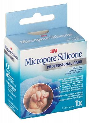 3M Micropore silicone hechtpleister 2.5cm x 5m 1 Stuks