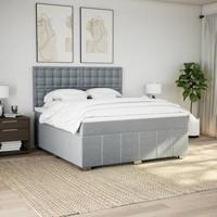 Boxspring met matras stof lichtgrijs 180x200 cm - thumbnail