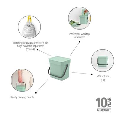 Brabantia Sort & Go afvalemmer 3 liter jade green - thumbnail