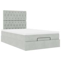 Ottoman bed met matrassen en LED's 120x200cm fluweel lichtgrijs - thumbnail