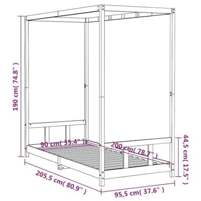 Kinderbedframe 90x200 cm massief grenenhout wit