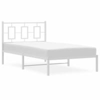 Bedframe met hoofdbord metaal wit 100x190 cm - thumbnail