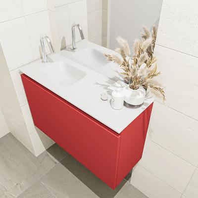 MONDIAZ OLAN 80cm toiletmeubel fire. LEX wastafel talc links 1 kraangat