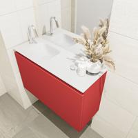 MONDIAZ OLAN 80cm toiletmeubel fire. LEX wastafel talc links 1 kraangat - thumbnail