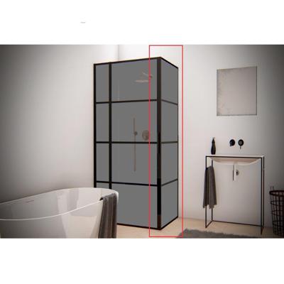 Aqua Splash Zijwand voor AQS Douchecabine Smoke Frame 120x200 cm Rookglas Mat Zwart Raster - R-be-c120sg-fff