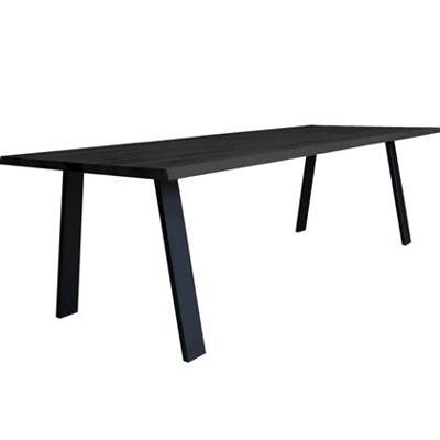 Old Inn - Boomstamtafel Eiken Zwart 180x90cm Trapezium poot Smal Old Inn - Boomstamtafel Eiken Zwart 180x90cm Trapezium poot Smal