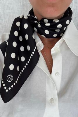 Lescarf shawl PDB65 Polkadot Scarf/ Black / 65cm