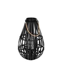 J-Line lantaarn Druppelvorm - bamboe - zwart - small - thumbnail