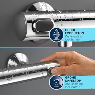 Doucheset - 1 straal - Thermostatische mengkraan - GROHE - 34805001 - Grijs