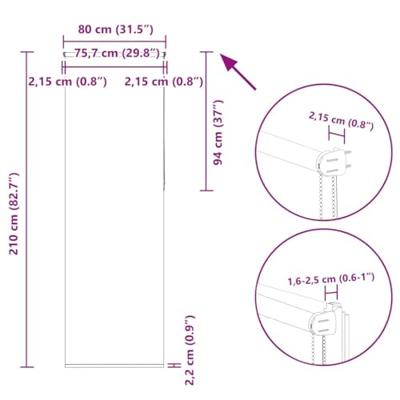 VidaXL Rolgordijn verduisterend 80x210cm stofbreedte 75,7 cm polyester