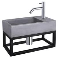 Differnz Differnz Force fonteinset beton donkergrijs - kraan gebogen - met handdoekrek chroom - thumbnail