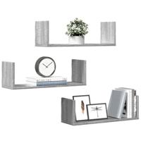 Wandschappen 3 st 58x18x18 cm bewerkt hout grijs sonoma eiken - thumbnail