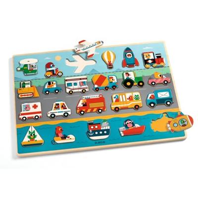 Houten puzzel Vroom - DJECO meerkleurig Houten puzzel Vroom - DJECO meerkleurig