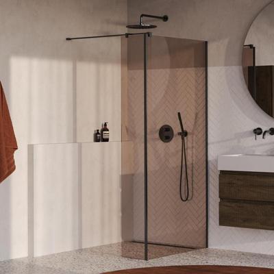 BRAUER Oblivion inloopdouche brons glas 100x200 met zijwand 30 incl. glascoating PVD gunmetal geborsteld