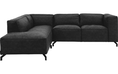 Goossens Bank Calvin antraciet, micro leer, 2-zits, modern design met ligelement links