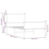 Bedframe met hoofd-en voeteneinde metaal gerookt eiken 75x190cm - thumbnail
