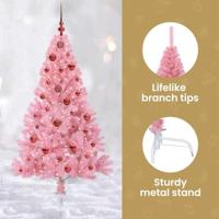 VidaXL Kunstmatig voorverlicht kerstboom met 150 led roze 150 cm pvc - thumbnail