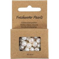 Creativ Company Zoetwaterparels, in de lengte geperforeerd, d 4 mm, gatgrootte 1 mm, parelmoer, 40 stuk/ 1 doos - thumbnail