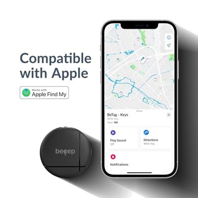 Beeep BeTag Find My Tracker Black & Keychain Black - 1 pack