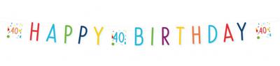 Letterbanner 40 Jaar Happy Birthday Confetti