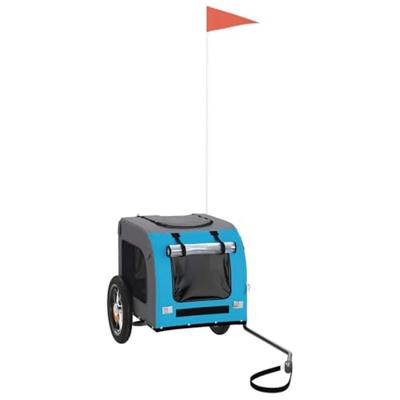 Hondenfietstrailer oxford stof en ijzer blauw en grijs