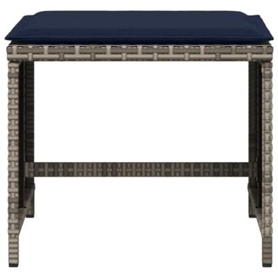 Tuinkrukken 4 st met kussens 40x40x35 cm poly rattan grijs Tuinkrukken 4 st met kussens 40x40x35 cm poly rattan grijs