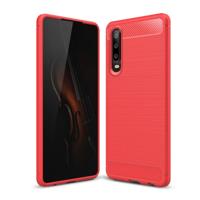Geborsteld textuur Carbon Fiber schokbestendig TPU Case voor Huawei P30 (rood) - thumbnail