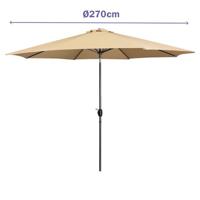 Marbueno Parasol Staal 8 Spaken D270 cm Polyester Bruin Tuin, Zwembad, Terras - thumbnail