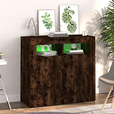 Dressoir met LED-verlichting 80x35x75 cm bruin eiken