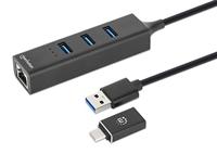 Manhattan USB-C & USB-A Combo Dock/Hub, Ports (4): Ethernet and USB-A, W128808129 (Ports (4): Ethernet and USB-A (x3), 5 Gbps (USB 3.2 Gen1 aka USB 3.0), External Power Supply Not Needed,) - thumbnail