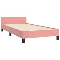 Bedframe met hoofdeinde fluweel roze 90x190 cm - thumbnail