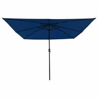 Parasol vierkant met LED-verlichting 295x245 cm azuurblauw - thumbnail