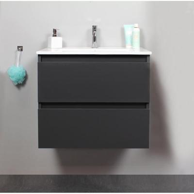 On-Line Onderkast - 60 cm - Voorgemonteerd - Porseleinen Wastafel - 1 Kraangat - Mat Antraciet